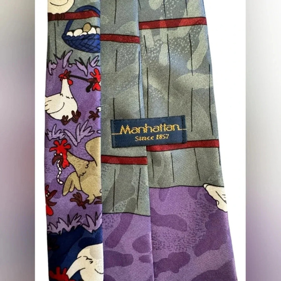 Manhattan Chicken  Animal Print Funny Multicoloured Necktie O/S - Picture 8 of 8